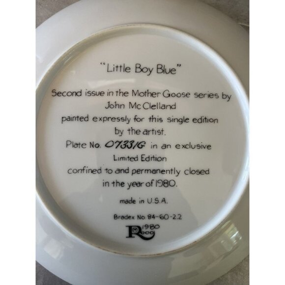 Little Boy Blue Collector Plate 1980 Mother Goose Series John McClellan Cert/Box - Picture 4 of 9